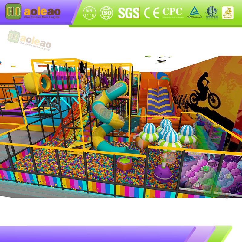 colorido parque de atracciones cubierto con toboganes