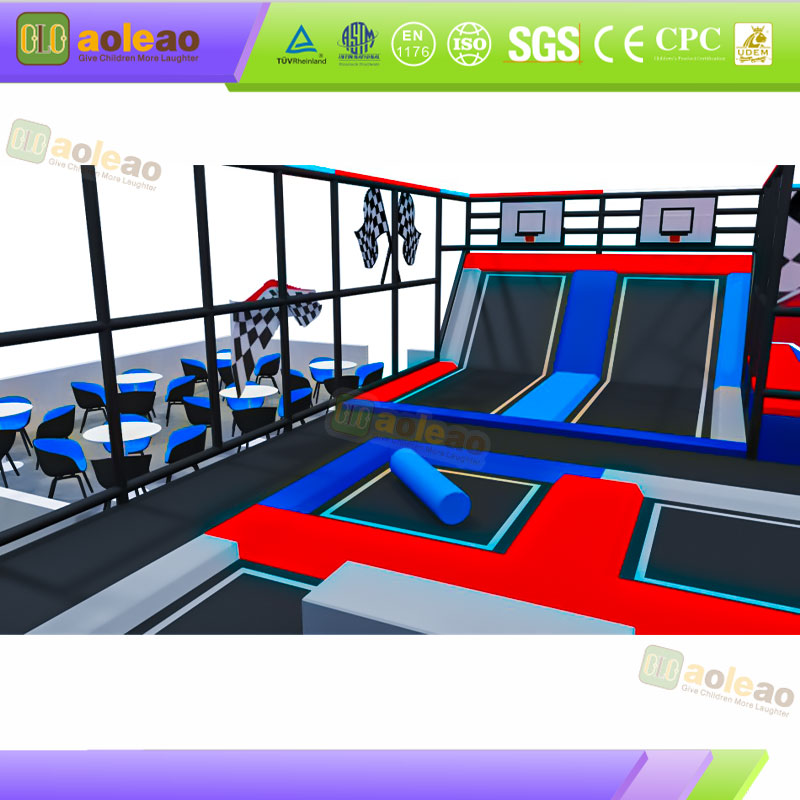 Parque de trampolines - Acolchado de alta elasticidad y seguridad - &Aacute;rea de juegos cubierta en el centro comercial - Personalizaci&oacute;n comercial | Aoleao