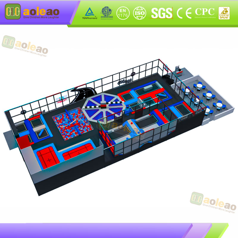 Parque de trampolines - Acolchado de alta elasticidad y seguridad - &Aacute;rea de juegos cubierta en el centro comercial - Personalizaci&oacute;n comercial | Aoleao